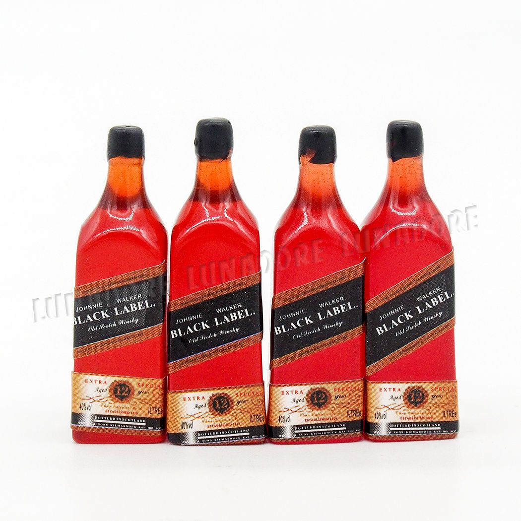Set of 6 Dollhouse Miniature 1:12 Whiskey Bottles Kitchen Wine Bar Liquor Drink