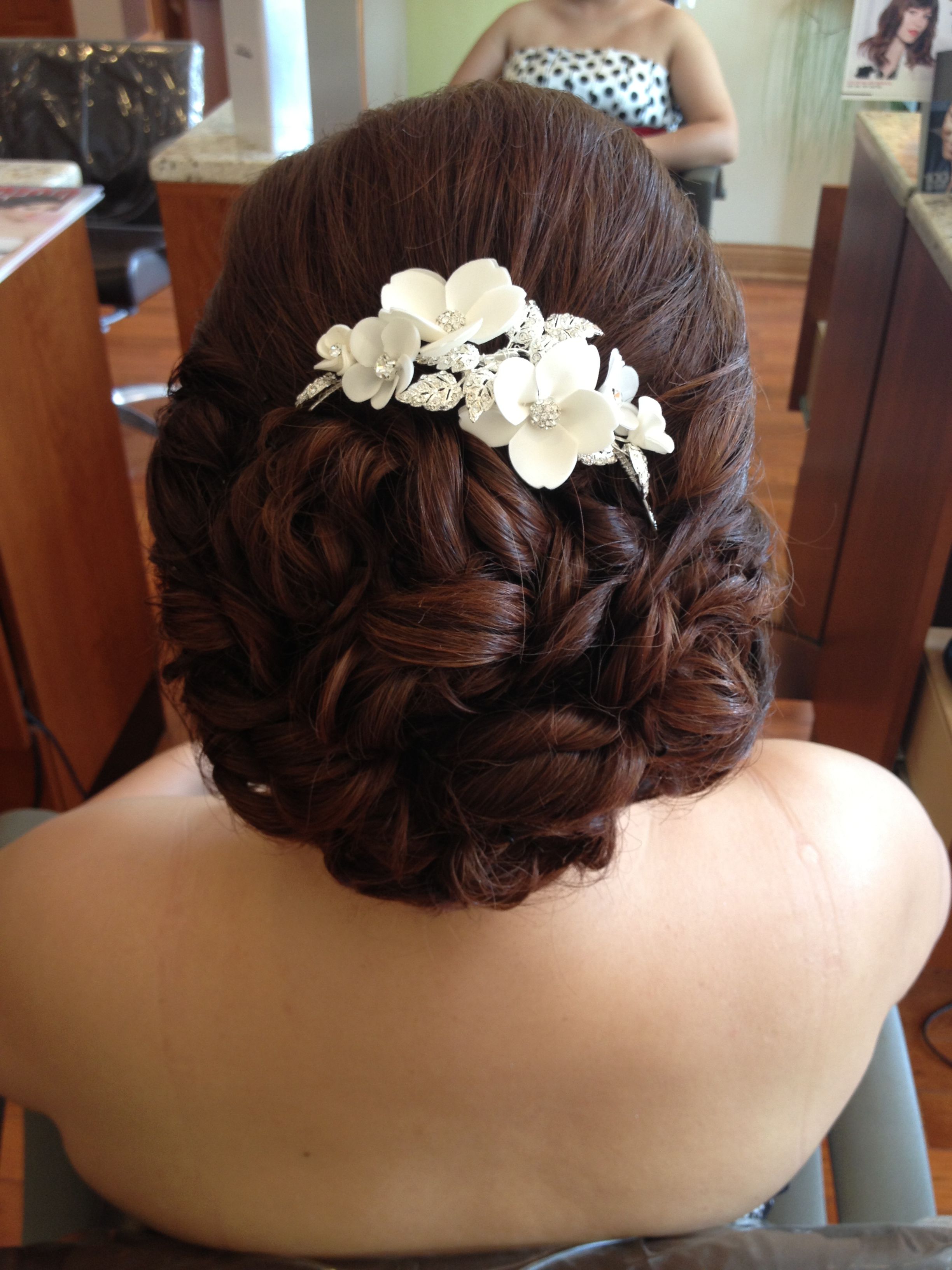 Wedding up style created by Marisa at entourage hair salon and spa in elmhurst Up styles, Hair