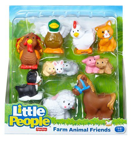 Amazon Com Fisher Price Little People Farm Animal Friends With Baby Bunnies Piglets Toys Games Animals Friends Little People Farm Animal Toys