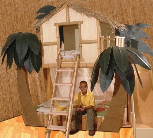Tree House http://homedesignews.com/ideas/7-collection-tree-house-bunk-beds-ideas# Bunk Beds Boys, Kid Beds, Tree House Bunk Bed, Little Boys Rooms, Kids Rooms, Bed Fort, Pirate Room, Jungle Room, Jungle Safari