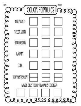 color family portraits art worksheet art worksheets art lessons elementary art curriculum