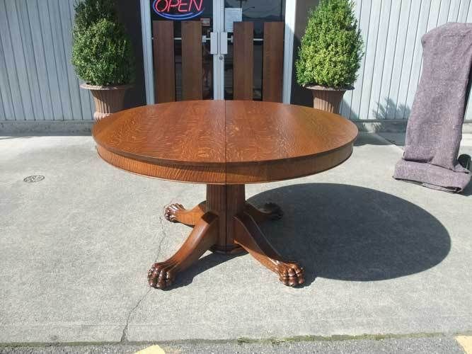 C1910 54 Round Quarter Sawn Oak Split Pedestal Dining Table With 4 Leaves Antique Dining Tables Pedestal Dining Table Table [ 500 x 667 Pixel ]