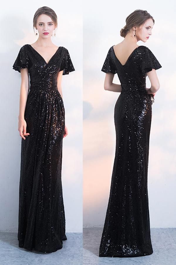 black sparkly evening gown