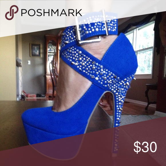 cobalt blue suede heels