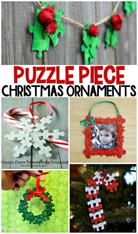 Good Cute Craft Ideas For Christmas Part - 14: Puzzle Piece Christmas Ornaments For Kids To Make (Cute Craft Ideas!) - Crafty