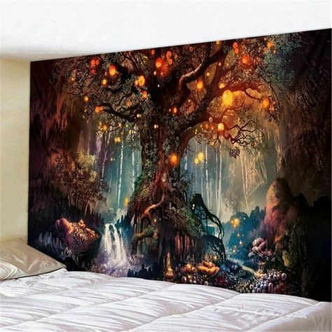 Finden Sie Top-Angebote für 3D Psychedelisch Baum Tapisserie Wandbehang Tuch Wa...