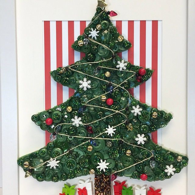 Oh Button Christmas Tree Buttons Green Snowflakes Via