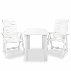 vidaXL Mobilier de bistro 3 pcs Plastique Blanc
