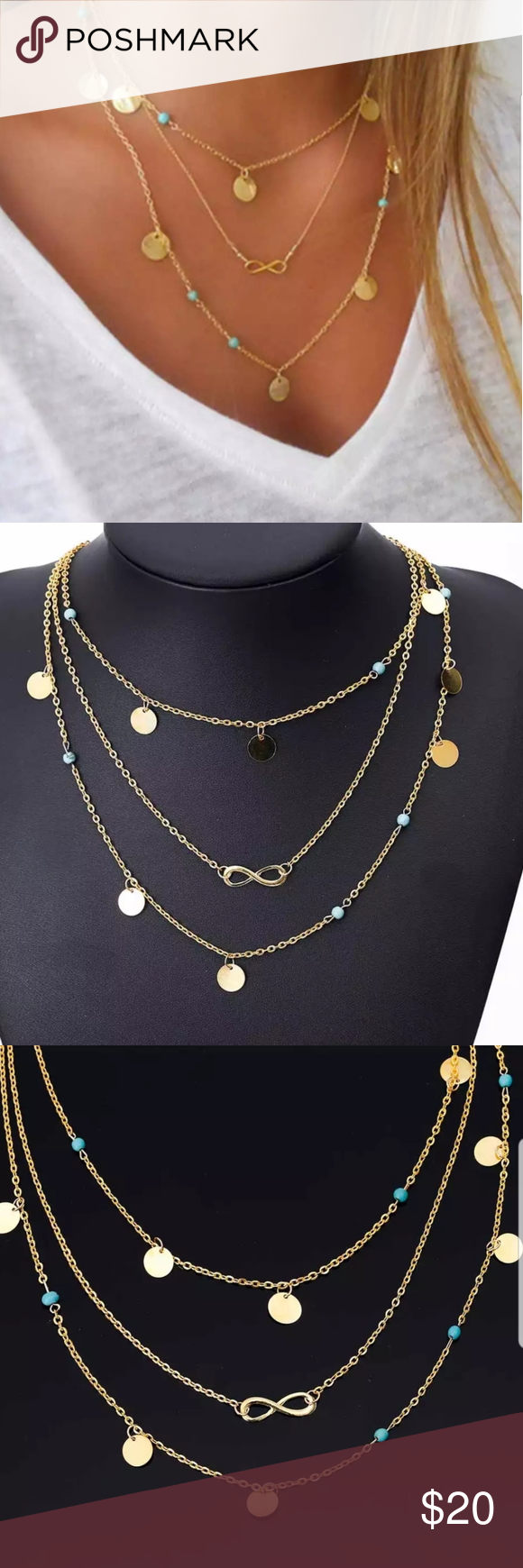 Download Infinity Layered Chain Necklace In 2021 Layered Chain Necklace Layered Chains Womens Jewelry Necklace