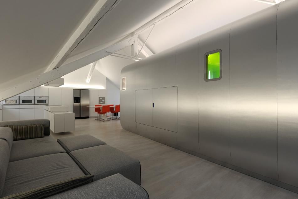 Ultra Modern Belgian Loft Inspired by Retro Airstream Silhouette - hi tech loft wohnung loft dethier architecture Ultra Modern Belgian Loft Inspired by Retro Airstream Silhouette - hi tech loft wohnung loft dethier architecture