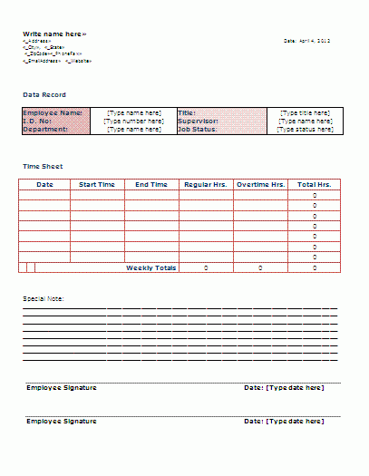 time sheet template indicates the detailed hours on a spreadsheet or working hours sheet