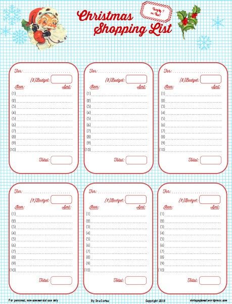 free printable download retro christmas shopping list december shopping list download