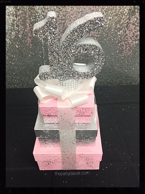 Sweet 16 or Quince Box Tower Centerpiece #sweet16centerpieces