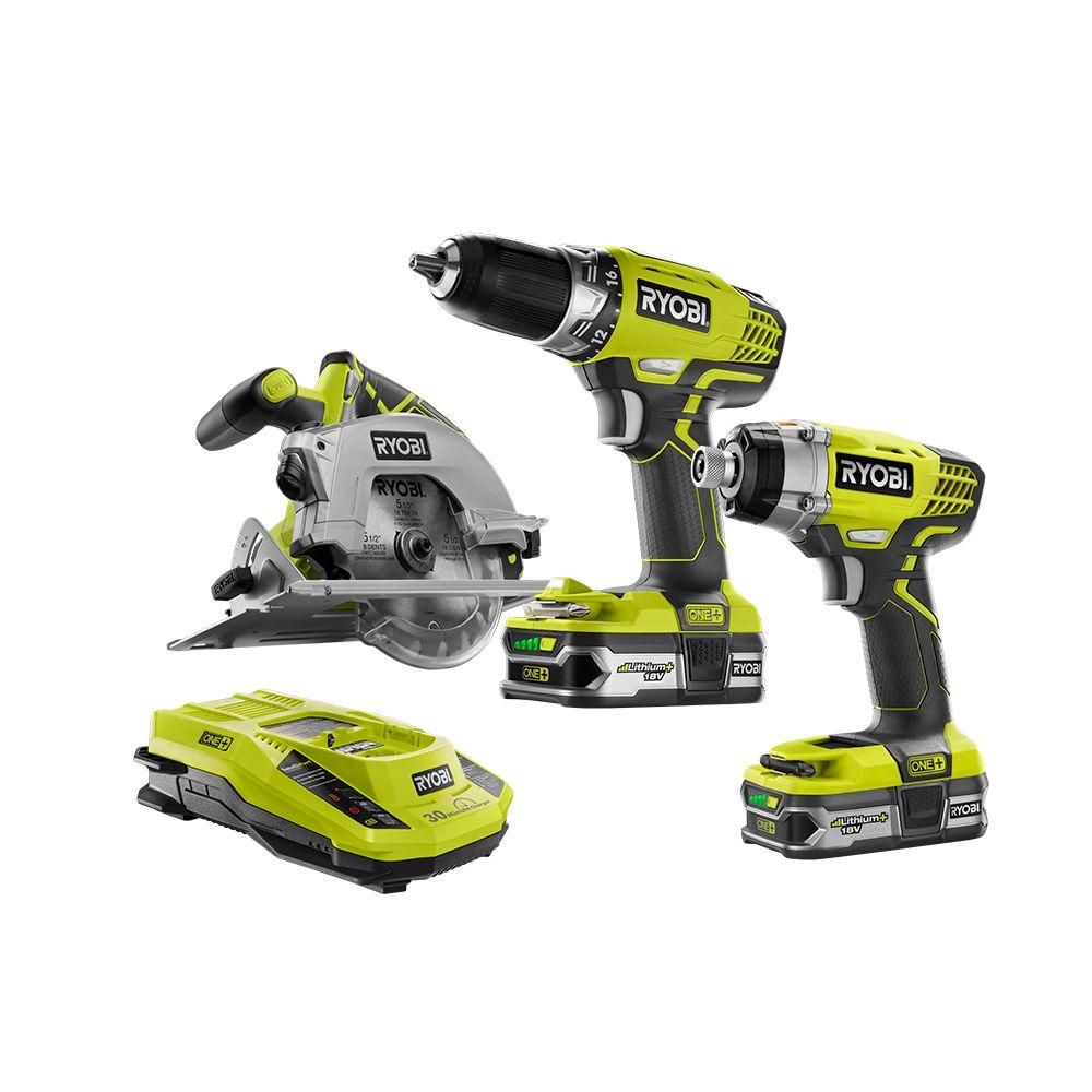 Ryobi One+ 18-Volt Lithium-Ion Cordless Combo Kit (3-Tool)