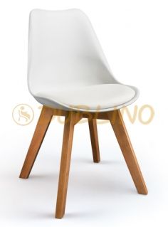 Dl fine white, oak tölgyfa lábas, műanyag design szék, fehér ...