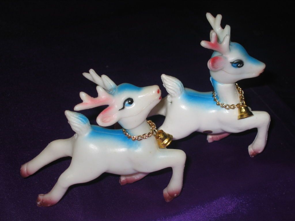 vintage christmas reindeer blue pink white soft plastic decoration pair of 2 1550 - Christmas Reindeer 2 vintage christmas reindeer blue pink white soft plastic decoration pair of 2 1550 - Christmas Reindeer 2