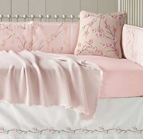 European Cherry Blossom Vintage Washed Percale Nursery European Cherry Blossom Vintage Washed Percale Nursery Bedding Collection Collections