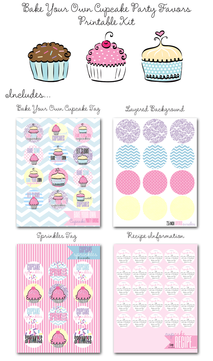 Bake Your Own Cupcake Party Favors Printables Diy Sprinkle Tags Bake Your Own Cupcake Party Favors Printables Diy Sprinkle Tags