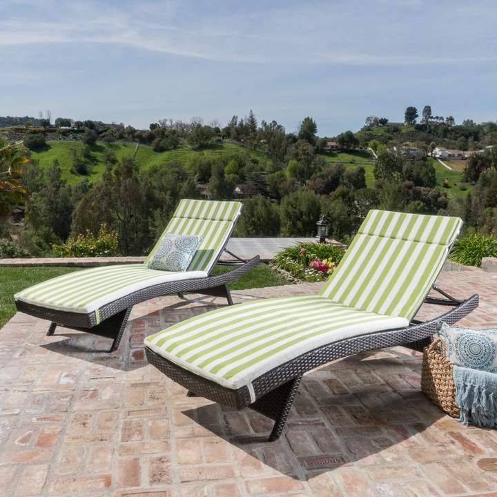Wrought Studio Brezza Modern Wicker Chaise Lounges With Cushion Lounge Cushions Outdoor Wicker Chaise Lounge Cushions, Wicker Outdoor Chaise Lounge Furniture