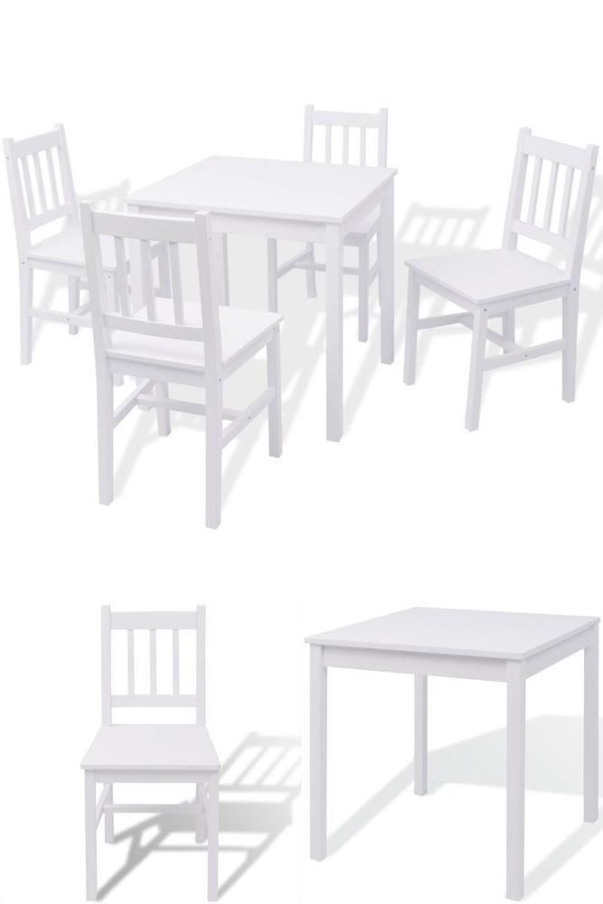White Wooden Table And 4 Chairs Indoor Bistro Set Kitchen Dining White Wooden Table And 4 Chairs Indoor Bistro Set Kitchen Dining Room Furniture