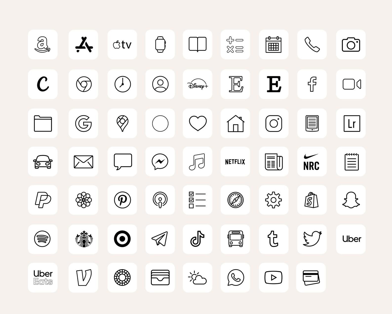 iOS14 App Icons iPhone Aesthetic | 62 App Pack, io iOS14 App Icons iPhone Aesthetic | 62 App Pack, io