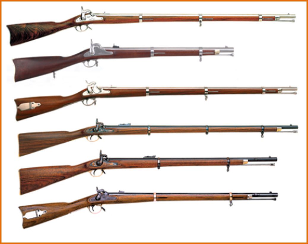 This is a collection of civil war rifles, 1863 Springfield Rifles, I