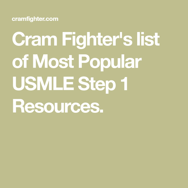 Cram Fighter S List Of Most Popular Usmle Step 1 Resources Resources Study Schedule Popular