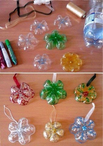 ARTE COM QUIANE - Paps,Moldes,E.V.A,Feltro,Costuras,Fofuchas 3D: Pingente de Natal feito de PET Christmas Ornament Crafts, Snowflake Ornaments, Christmas Crafts For Kids, Winter Crafts, Diy Christmas Ornaments, How To Make Ornaments, Christmas Projects, Christmas Decor Diy, Holiday Crafts