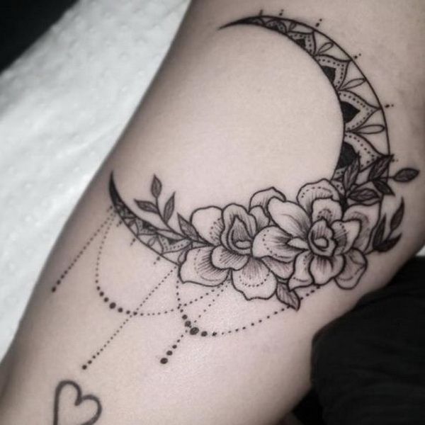 23 Most Beautiful Sun And Moon Tattoo Ideas In 2020 Thigh Tattoo Moon Tattoo Small Tattoos