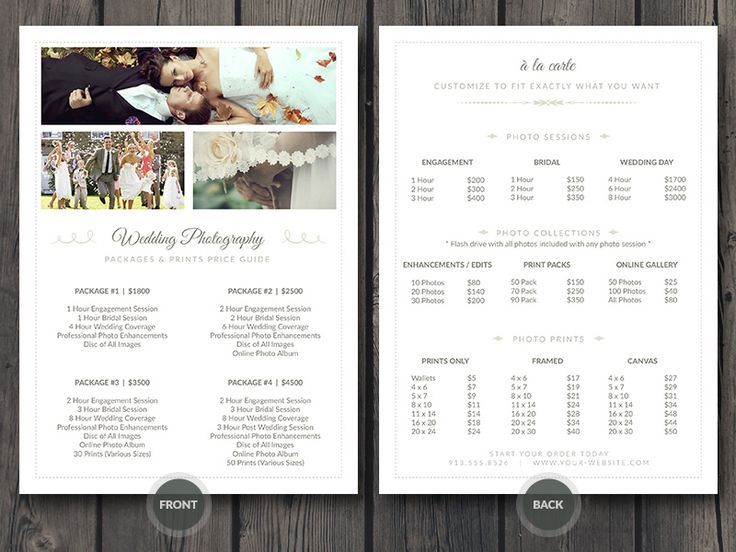 Wedding Photographer Price Guide Card Template Wedding Photographer Price Guide Card Template Prices Templates And Photography Business