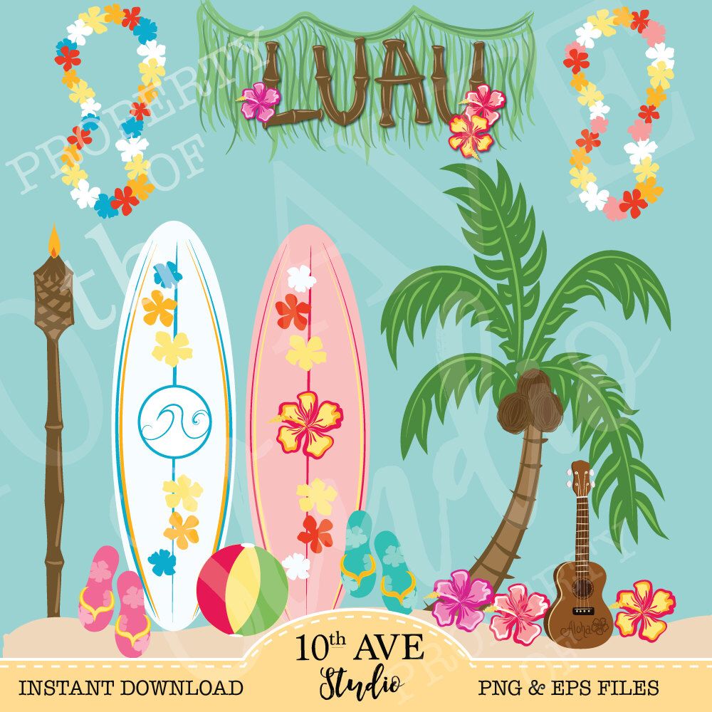 Tropical Luau Clipart Png Eps Vector Files Summer Party Etsy In 2020 Clip Art Luau Tropical
