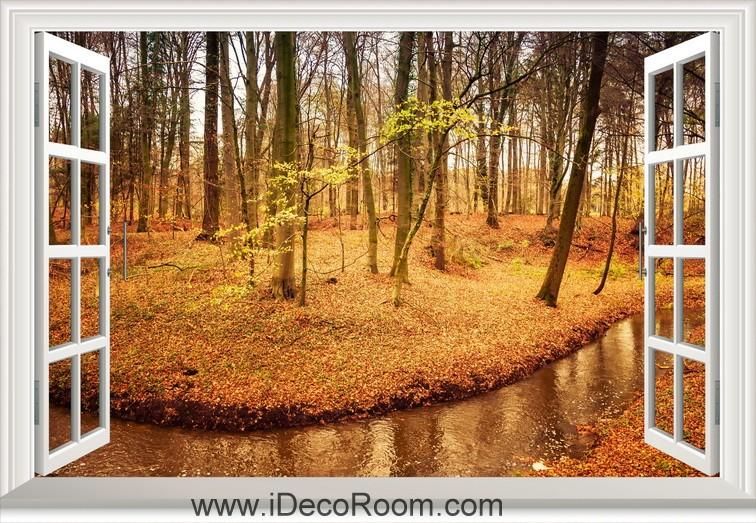 3D Forest Morning Tree light Window View Removable Wall Sticker Vinyl Home Decal