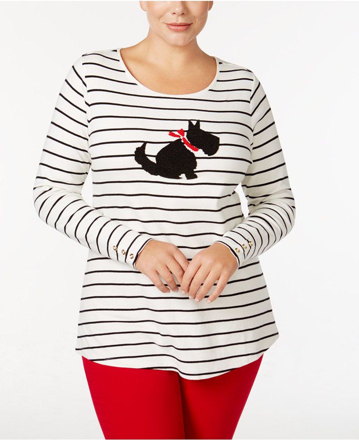 charter club plus size striped scottie dog top only at macys charter club plus size