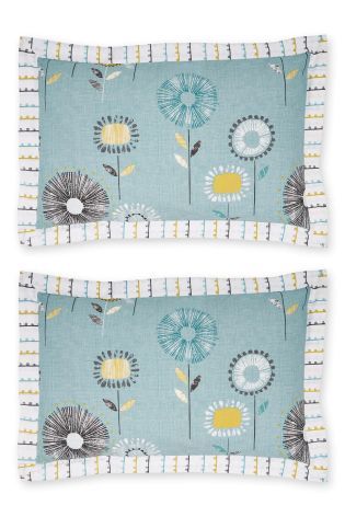 Buy Teal Retro Floral Cotton Rich Bed Teal Retro Floral Cotton Rich Bed Set