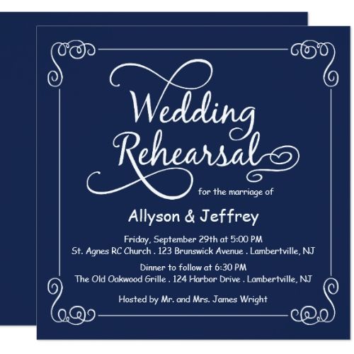 Midnight Blue Wedding Rehearsal Invitation Midnight Blue Wedding Rehearsal Invitation