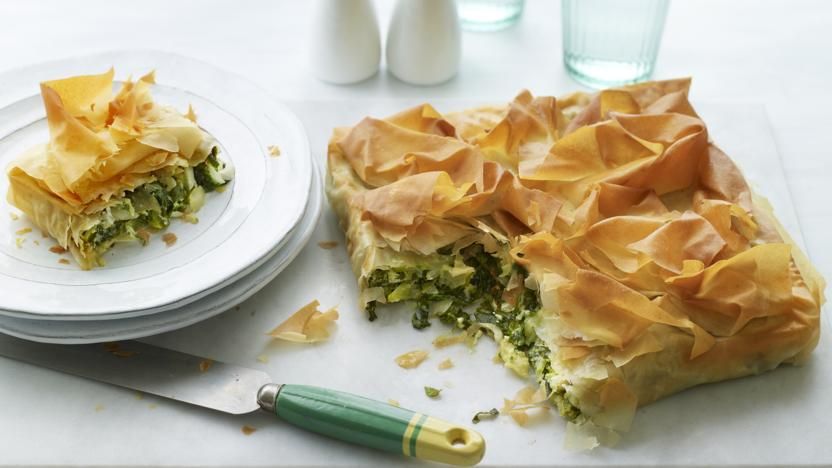 Any Greens Filo Pie Recipe Recipe Vegetarian Ingredients Green Pie Recipes