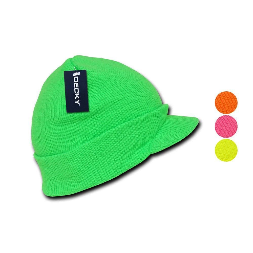 1 Dozen Decky Neon GI Jeep Beanies Caps Hats Visor Ski Skull Snowboard Wholesale