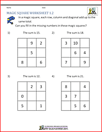 First Grade Math Worksheets Magic Square Worksheets 1 2 First Grade Math Worksheets Magic Squares Math Math Worksheets