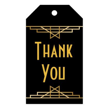 Art Deco Thank You Black Gold Great Gatsby Party Gift Tags Art Deco Thank You Black Gold Great Gatsby Party Gift Tags Roaring 20s Wedding