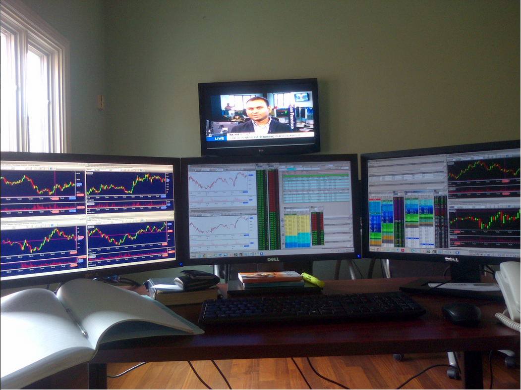 A day trader's set up | Trading desk, Day trading, Forex ...