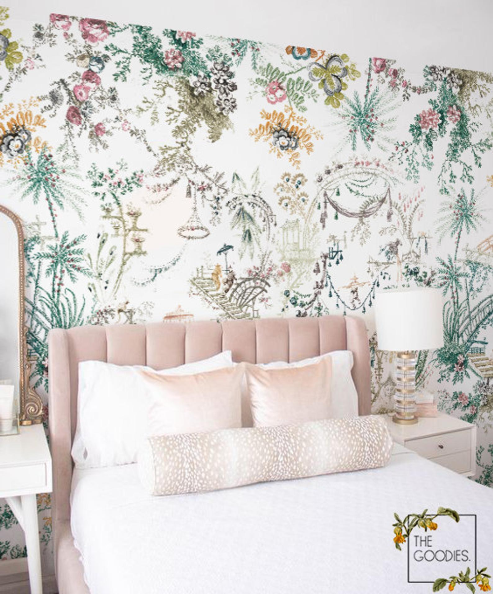 Chinoiserie Wallpaper Delicate Chinese Art Wall Mural Etsy Chinoiserie Wallpaper Chinoiserie Wall Chinoiserie Wall Decor