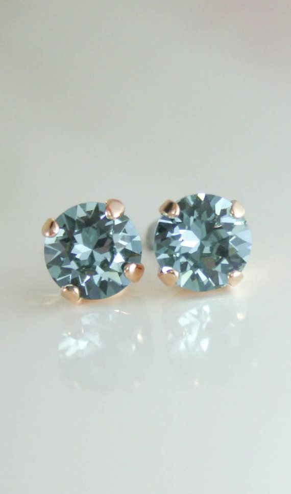 Indian Shire Swarovski Crystal Rose Gold Stud Earrings Blue Indian Shire Swarovski Crystal Rose Gold Stud Earrings Blue Endorajewellery Etsy