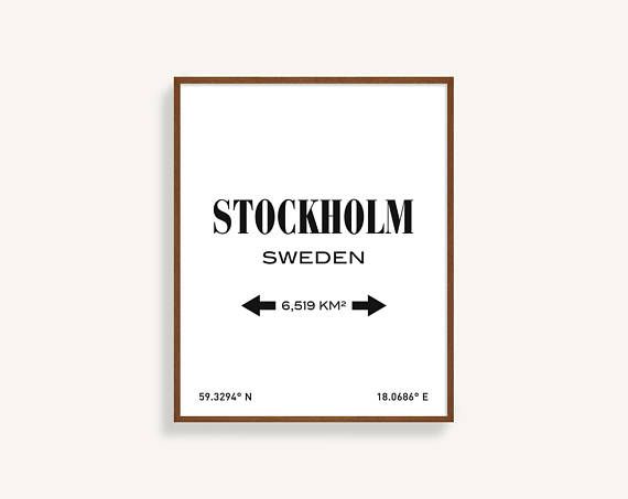 Stockholm Print Stockholm Sweden Stockholm Poster Stockholm Atlanta Map Portland Map Travel Inspired