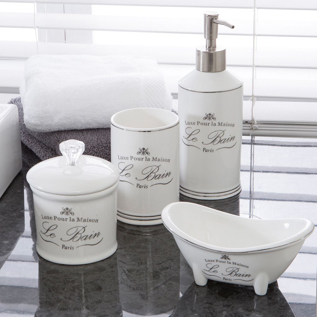 Add A Touch Of Rustic French Flair To Your Bathroom With The Le Bain Add A Touch Of Rustic French Flair To Your Bathroom With The Le Bain Accessories These Gorgeous Stoneware Feature Metallic Accents And