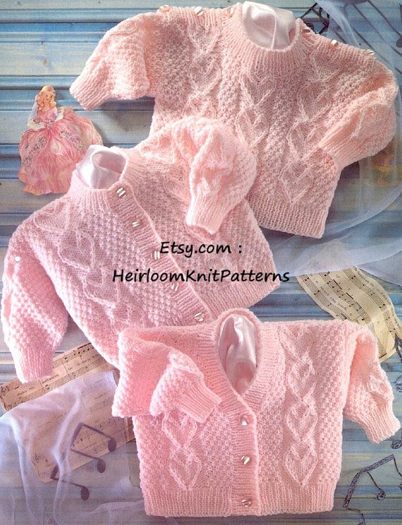 Newborn Baby Toddler Knitting Pattern Boy Girl Cardigan Dress Hat Beret Trouser Sweater Jumper DK 3 4 Ply 12-22 Pattern Instant Download