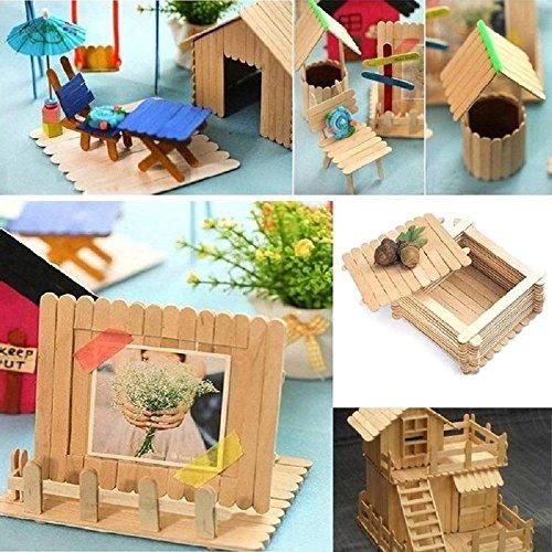 Features: Great Material: High Quality Natural Wood Popsicle Sticks, Straight, Smooth Package size: Includes 200 sticks, each measuring 4-1/2" length, 2 mm thick, 10 mm width, The rounded edges makes the craft sticks safe for kids, It's an excellent present for your friends or families during the hot summer Wide Application: Great use in Dessert making, classroom projects, building projects, party crafts, birthday art party, and home decoration, Creative Designs, Great to use for stirring and pe