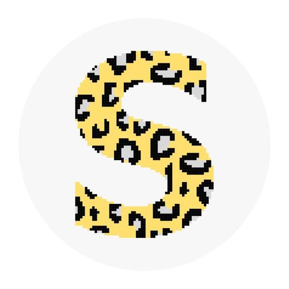 Modern leopard print cross stitch pattern | Letter S ...