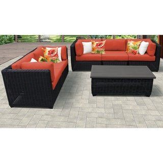 Venice 6 Piece Outdoor Wicker Patio Furniture Set 06f (Tangerine), Orange, TK Classics(Resin Wicker), Outdoor Seating, Patio Furniture #resinpatiofurniture