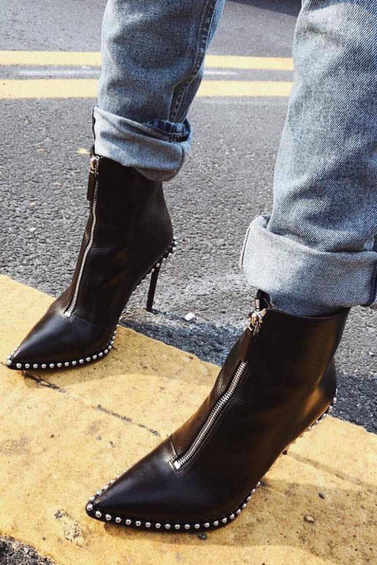 The perfect match: Denim + Alexander Wang leather boots. #adrianaonline ...