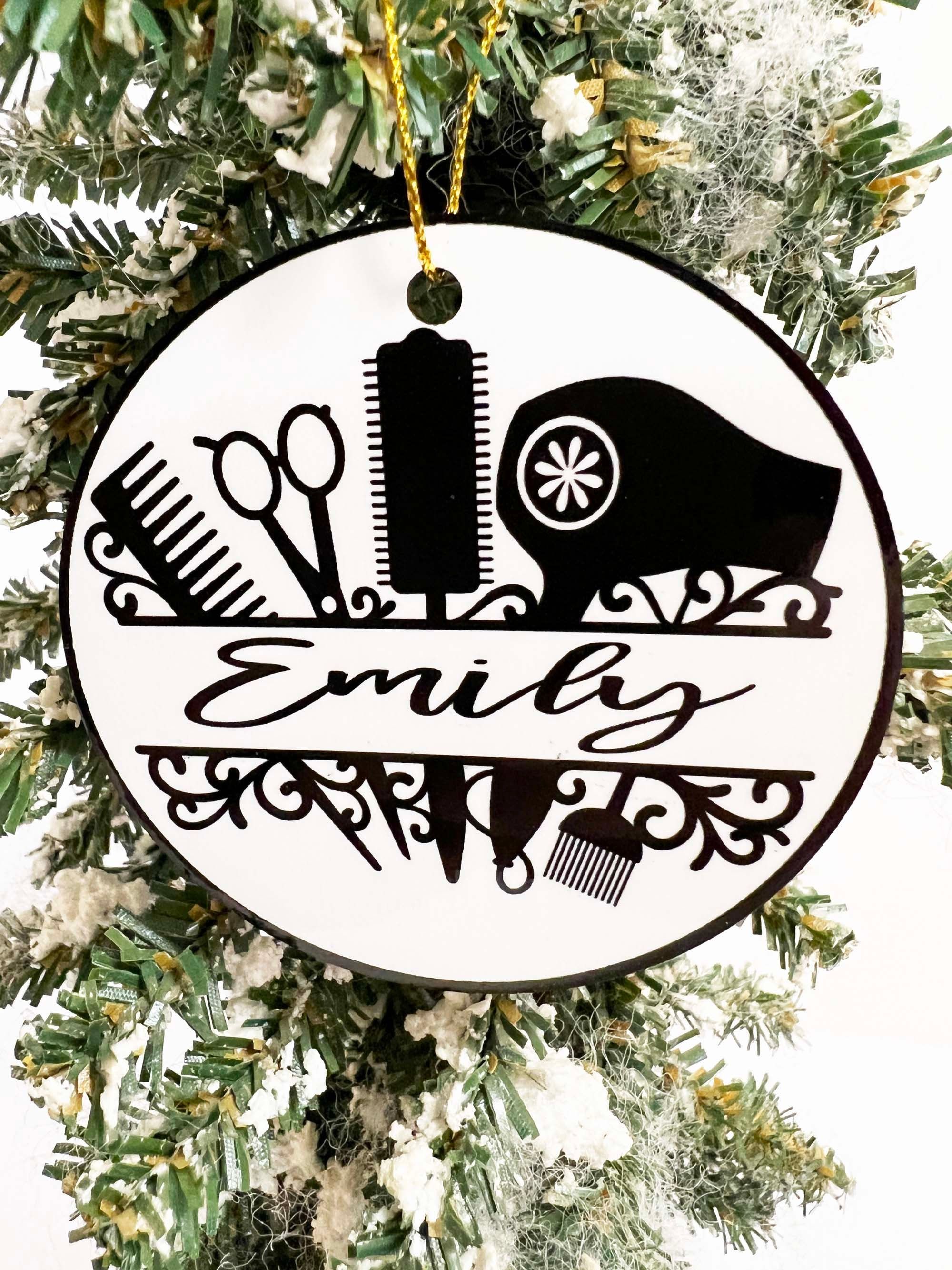 Our Personalized Hair Stylist Ornament Features Hairdressers Name Inside A Design Of Hairdryer